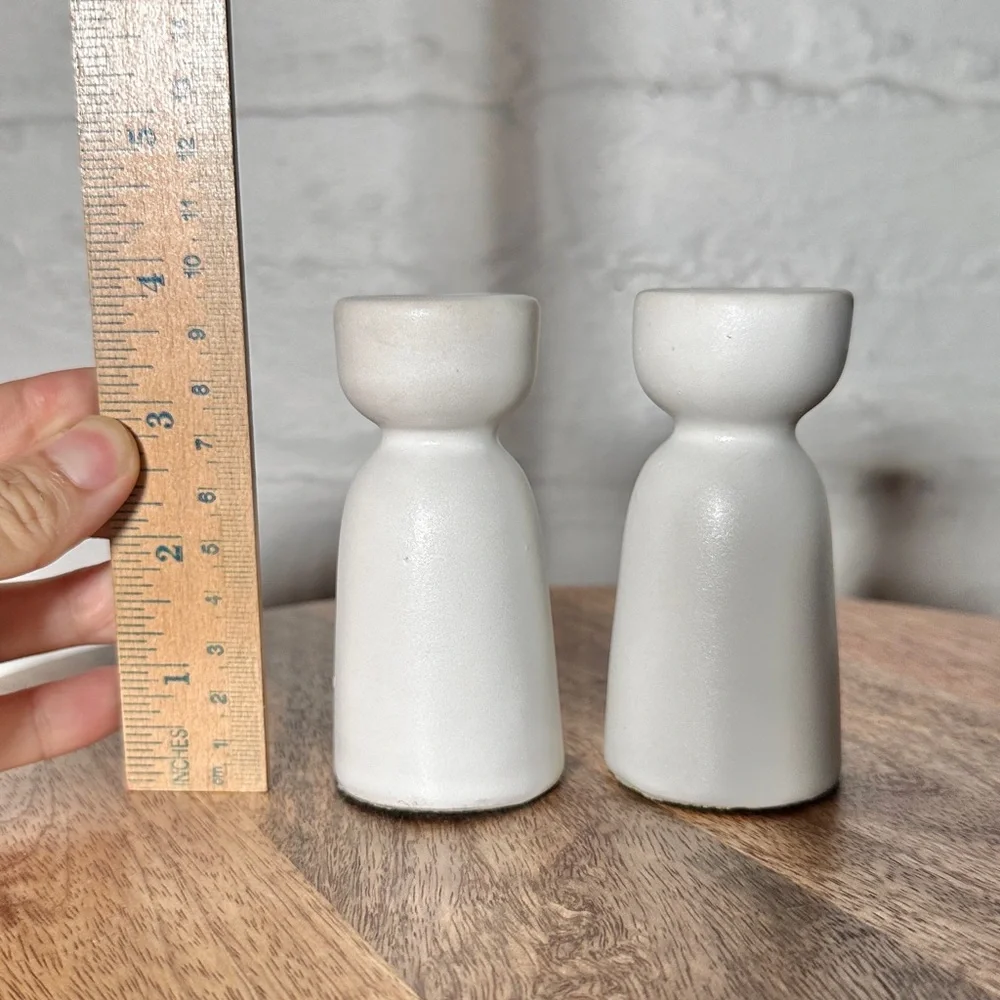 West Elm Pair of Pure Ceramic Taper Candle Holders